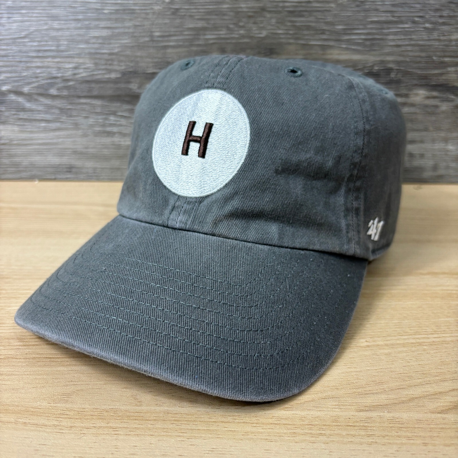 H Hat Cap Strap Back Gray Baseball Cap Adjustable 47 Mens